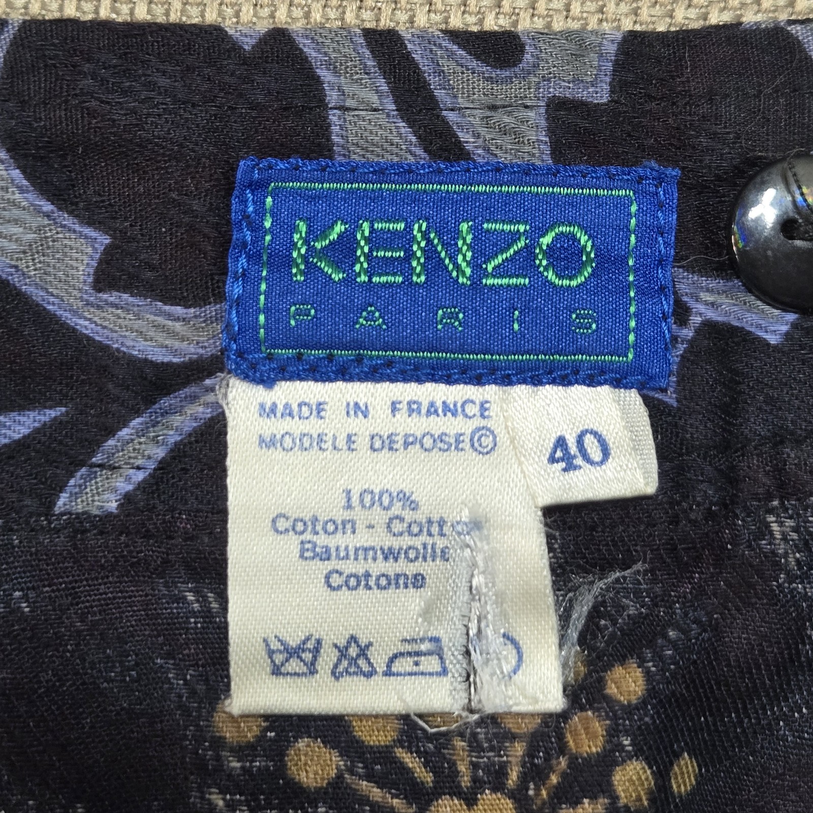​Rare Archival Kenzo Sz 40 M 100percent Cotton Woven Jacquard MidiSkirt Made in France image 6