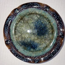 Vintage Style Made In USA Multicolor Ashtray Glass Dish Free Shipping USA