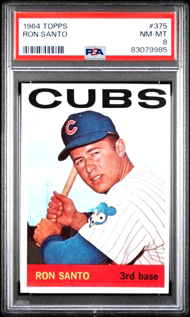1964 Topps #375 RON SANTO HOF Chicago Cubs PSA 8 NM-MT