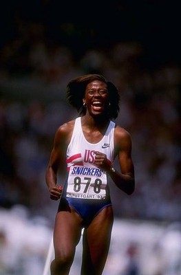 Tanya Hughes prepares for the high jump at the World Championships- Old Photo