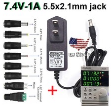 7.4V 1A AC Adapter DC Power Supply Charger Cord 5.5x2.1mm with 8 DC Plug Tips