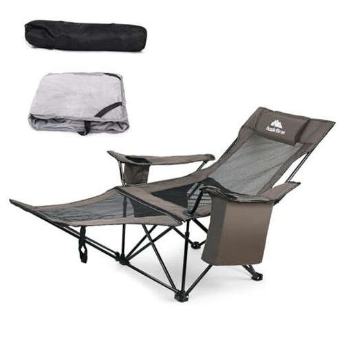 Reclining Camping Chair with Foot Rest Comfortable Lounge Beach Chair Portable