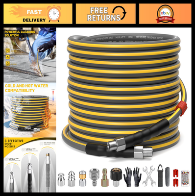#ad High Pressure Sewer Jetter Kit for Pressure Washer 5800 PSI Drain Cleaner Hose $59.99