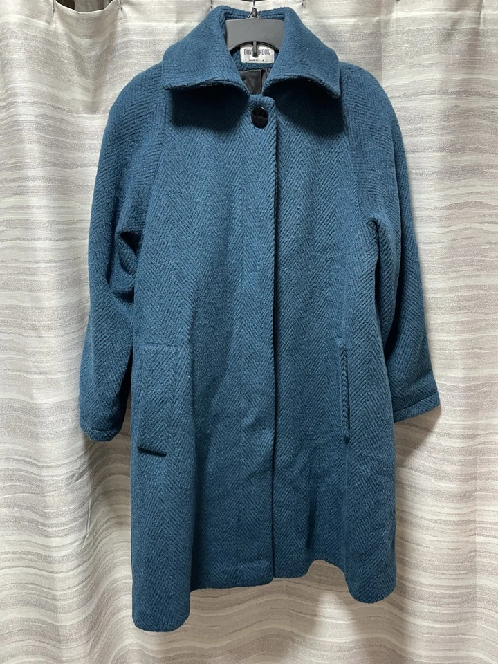 Abrigo Columpio Donnybrook Años 60 70 Azul Turquesa Mujer XL Hecho iUSA Lana Mohair Foto 3 de 4