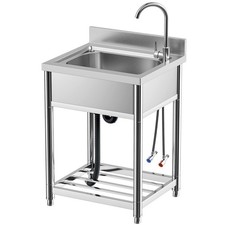 Free Standing Stainless-Steel Single Bowl Commercial Restaurant Kitchen Sink Set