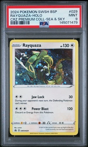 2024 POKEMON SWSH PROMO CROWN ZENITH PREMIUM COLLECTION #029 RAYQUAZA-HOLO PSA 9