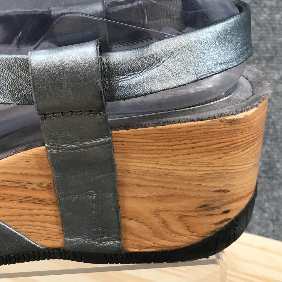 Bussola Sandals Womens 40 Strappy Blue Gray Cross Straps Open Toe Wedge Heels - Image 4 of 4