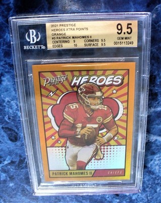 2021 Panini Prestige Patrick Mahomes HE-3 HEROES ORANGE #15/75 BGS 9.5 GEM MINT