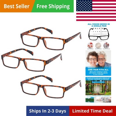Adjustable Focus Reading Glasses, +0.5X to +2.5X Magnification, Spring-Hinge ...