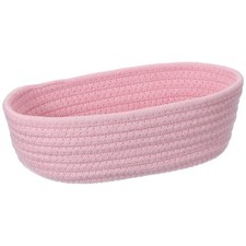 Pink Small Cotton Rope Woven Storage Basket Oval 10.3"x3.2"
