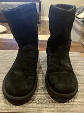 UGG Australia Roslynn 1889 Boots Black Suede Shearling Lined Zip Up Womens 9