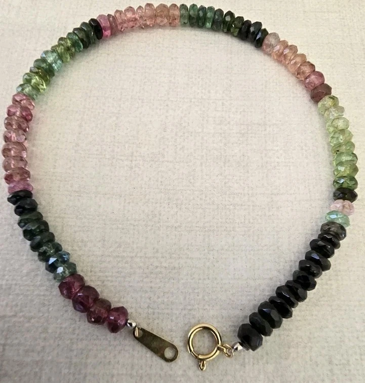 Cuentas redondas facetadas de turmalina múltiple, multicolor - soporte de turmalina de 5 mm a 6 mm Foto 2 de 4