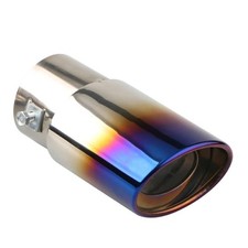 2.5 In Inlet Exhaust Tip Universal Stainless Steel Chrome Muffler Pipe Resonator