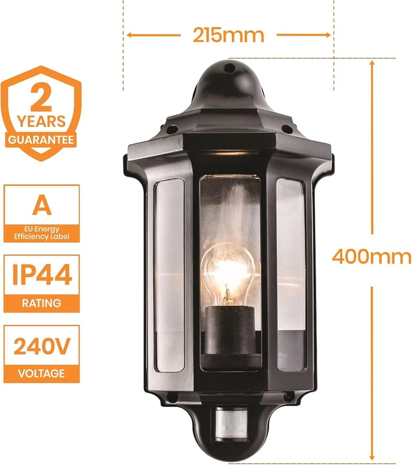 Stylish Black Outdoor Wall Light with Motion Sensor - Ideal for Gardens & Patios - Image 4 of 4