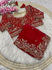Red Silk Ready To Wear Saree With Stitched Blouse Blouse Adjustable Size 38-42