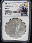 2022 American Silver Eagle NGC MS70 - U.S. State Series MAINE  (BT1418)