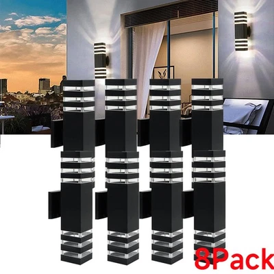 CERBIUT 8pcs Modern Exterior LED Wall Light Sconce Outdoor Lights Porch Up Down Fixtures