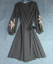 Tivardo Dress Womens Size XL Black Floral Wrap Maxi Sexy Flirty Dinner Date Lux