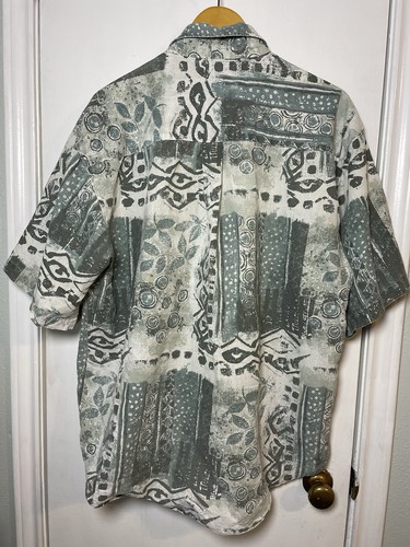 Vintage Bugle Boy Hawaiian Shirt Mens XL Button Up Short Sleeve Tribal Abstract - Picture 2 of 6