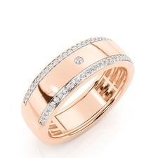 Echter Diamant Herren Verlobung Ewigkeit Band Rund 0,55 Kt 14 K Rotgold...