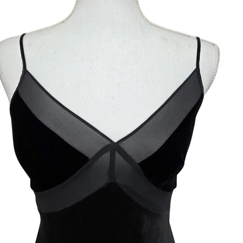 Vtg Victorias Secret 100% Silk Black Bias Slip Dress Satin Velvet SZ XS Y2K Sexy - Image 3 of 4