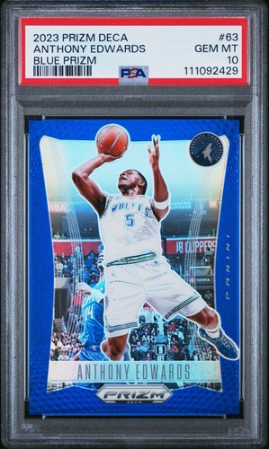 2023 Panini Prizm Deca - Anthony Edwards #63 Blue Prizm #’d 146/149 PSA 10