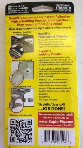 RapidFix 6121705 Dual Adhesive System Two Bottles 10 ML With DVD - Picture 2 of 2