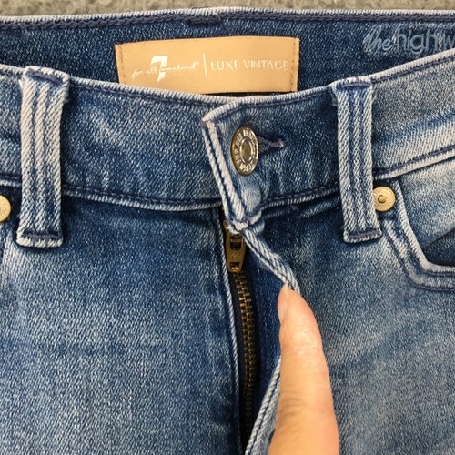 7 For All Mankind Ankle Skinny Jeans Womens 26 (Actual 27x26.5) Blue Embroidered - Picture 4 of 19