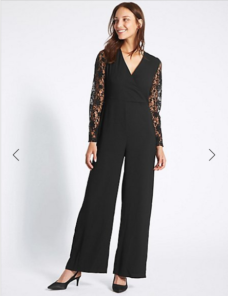 black lace sleeve jumpsuit