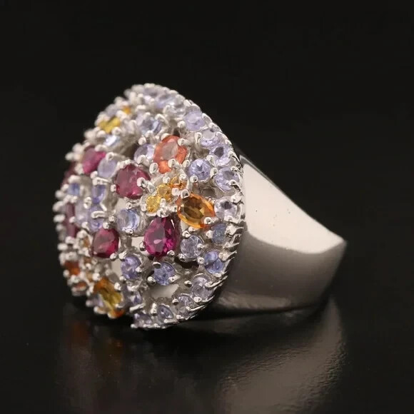 Sterling Silver Dome Ring Featuring Tanzanite, Ga… - image 3