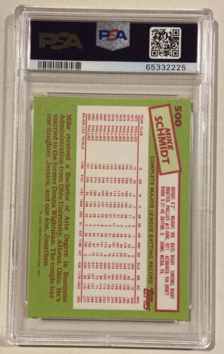 1985 Topps Tiffany Mike Schmidt HOF Baseball Card #500 PSA 8 NM-MT Certified - Picture 4 of 4