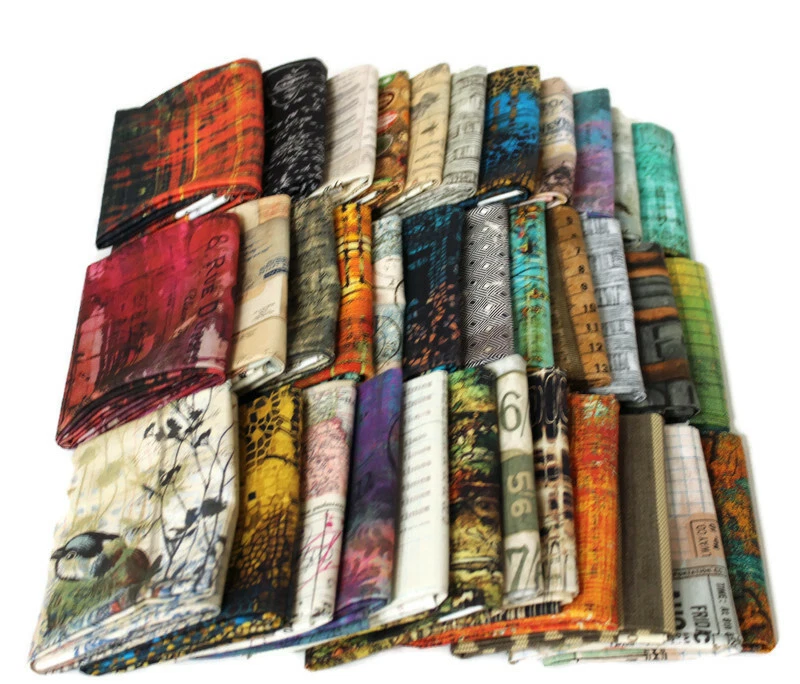 10 Fat Quarters - Tim Holtz Assorted Eclectic Elements and Abandoned Rulers Maps - Image 4 of 4