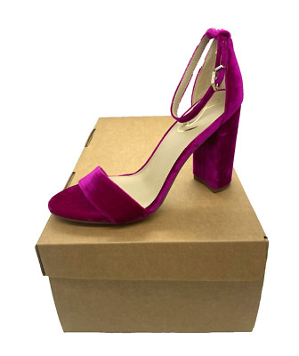 Sam Edelman Women's Yaro Block Heel Sandal Raspberry Velvet Size 7