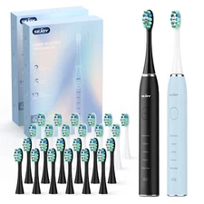 SEJOY Sonic Electric Toothbrush Rechargeable Power 12 Brush Heads 5 Modes Timer