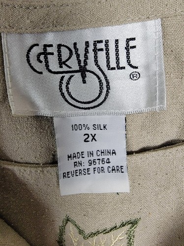 NWT~CERVELLE~2X Women's 3-PC Pant Suit Jacket-Tank-Pants BEIGE Embroidered Silk - Picture 4 of 17