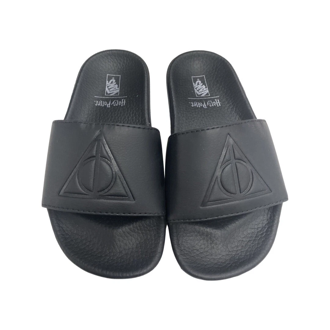 VANS Harry Potter Slides Black Deathly Hallows Slides Sandals Sz