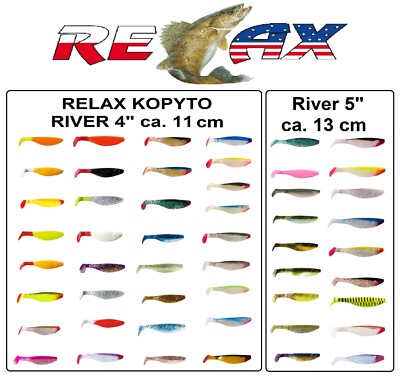 2 Relax Kopyto River 4''  5'' Gummifisch 11 13 cm Zander Hecht Dorsch Gummi Köder