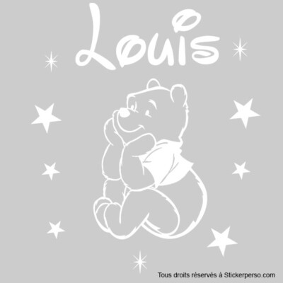 Sticker Mural Géant Winnie L'Ourson Personnalisé - 40 Cm - Avec Le Prénom De Ton Choix