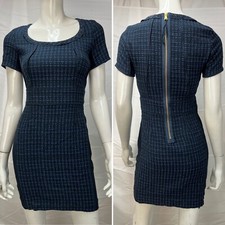 Women's Marc Jacobs Navy Blue Woven Short Sleeve Stretchy Sheath Dress