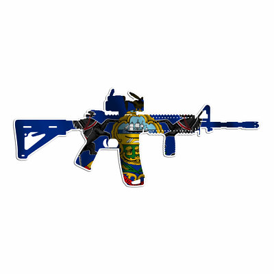 AR 15 Rifle Gun Firearm With Scope- Pennsylvania Flag - Vinyl Decal ...