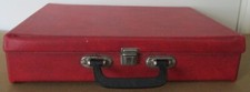 RED VINYL FAUX  LEATHER  32  CASSETTE TAPE STORAGE BOX CASE VINTAGE RETRO