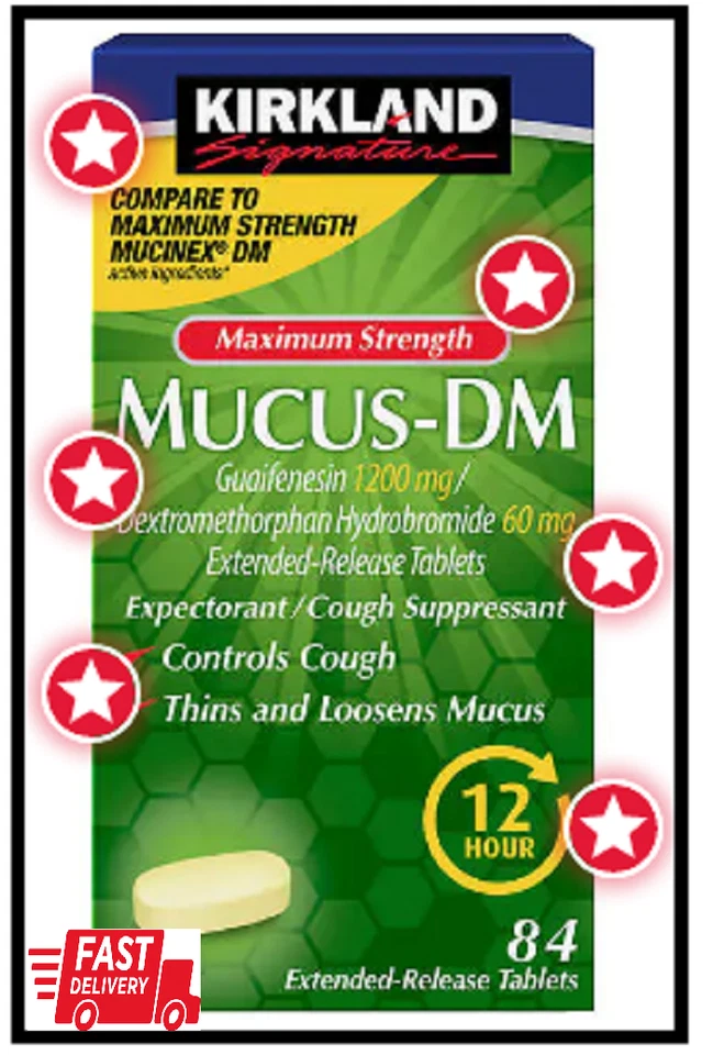 Kirkland Maximum Strength Mucus-DM 84 таблетки с пролонгированным высвобождением - Изображение 3 из 4