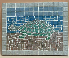 Mid Century Modern Mosaic Tile Wall Art - Turtle 15  x 12  