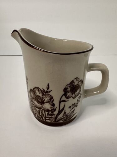 Stoneware By Design Four Sango Creamer 700 Indian Summer Tan Brown Japan Floral - Picture 2 of 5