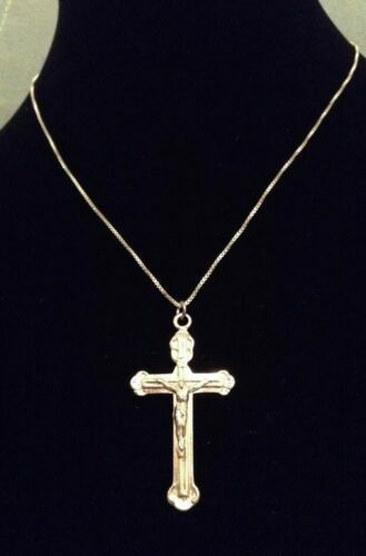 925 Sterling Silver Christ Crucifix Catholic Cross Pendant Necklace 18 For