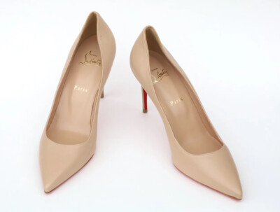 Christian Louboutin Kate 100mm Leather Pumps Size 39.5/9.5 in Nude