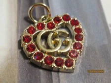 GUCCI  ZIP PULL   22X20MM gold tone,  RED  CRYSTALS THIS IS FOR 1 heart