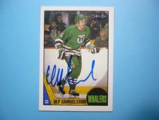 1987/88 O-PEE-CHEE NHL HOCKEY CARD #23 ULF SAMUELSSON ROOKIE AUTO AUTOGRAPH OPC