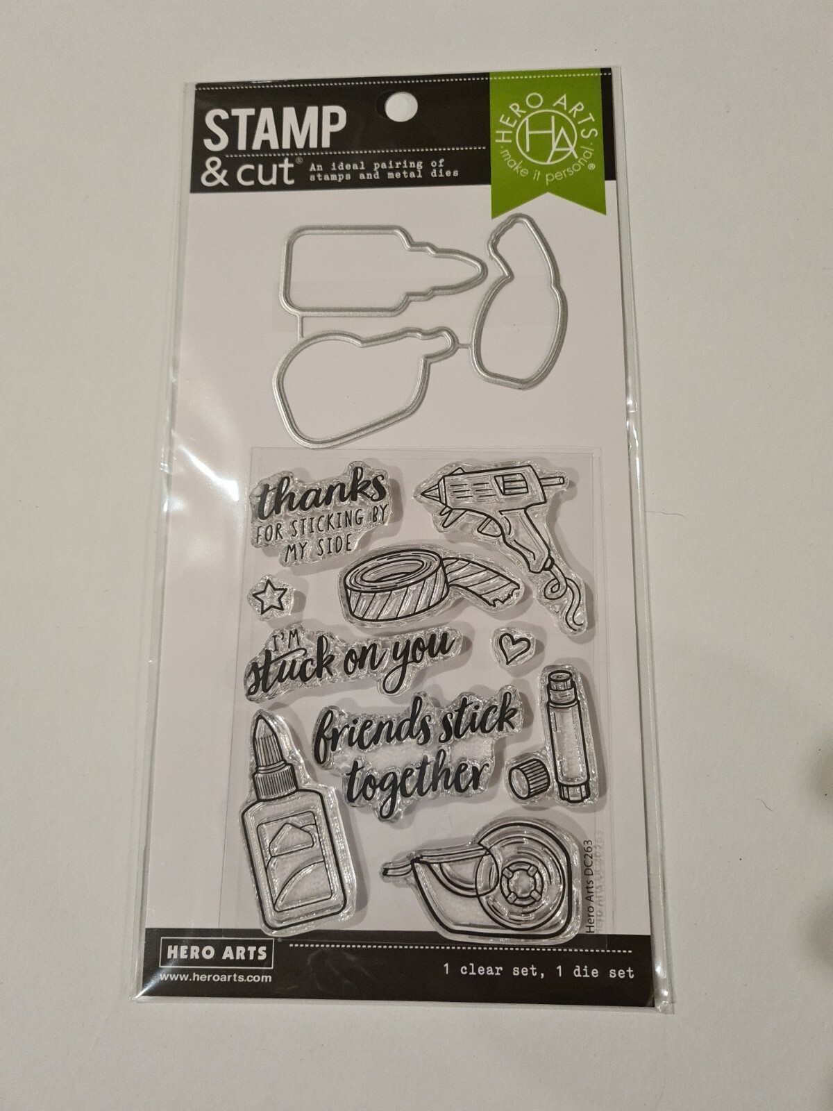 HERO ARTS STAMP & CUTS STICK TOGETHER CLEAR STAMPS WITH MATCHING DIE-CUTS