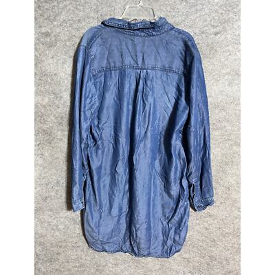 Gap Dress Womens M Denim Popover Lyocell Long Sleeve Blue | eBay